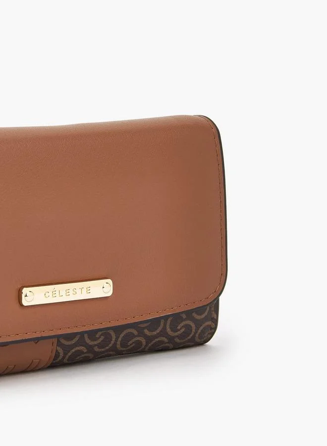 سيليست Monogram Print Wallet with Button Closure